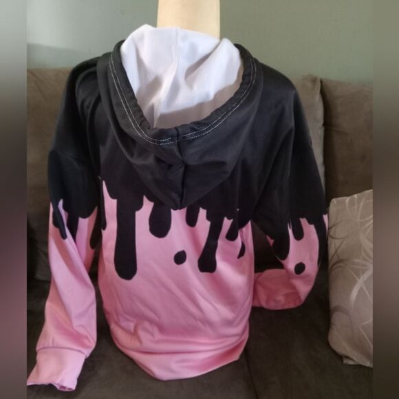 Black and Vibrant Pink Zip-Up Hoodie - Picture 4 of 6